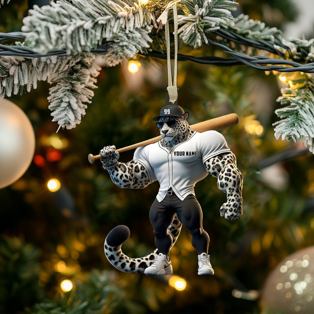 Blisscorners Baseball Leopard Christmas Ornament, Personalized Ornament2D Flat LM2211