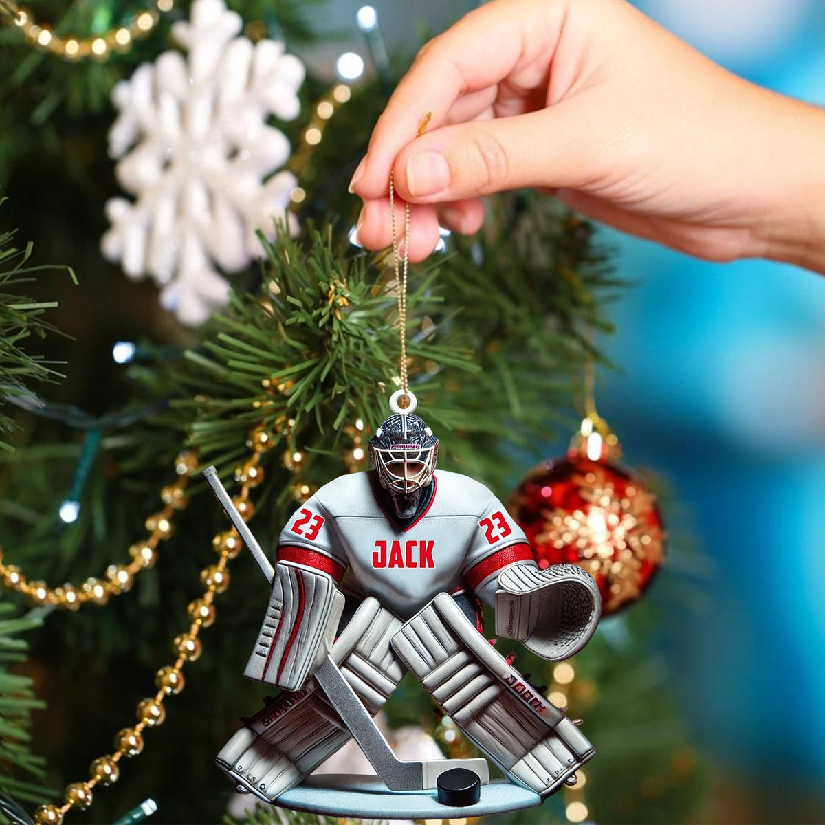 Blisscorners Hockey Goalie Christmas Ornament, Personalized Ornament2D Flat LM2211