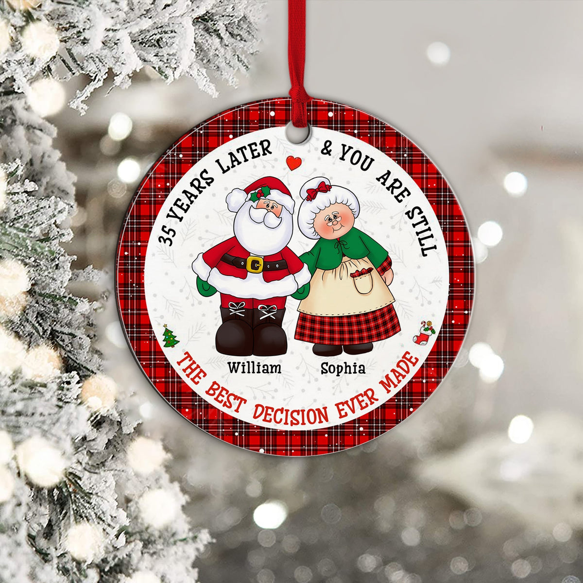 Blisscorners The Best Decision I Ever Made - Personalized Custom Shaped Wooden Ornament - Gift For family, Couple Gift2D Flat LM2111