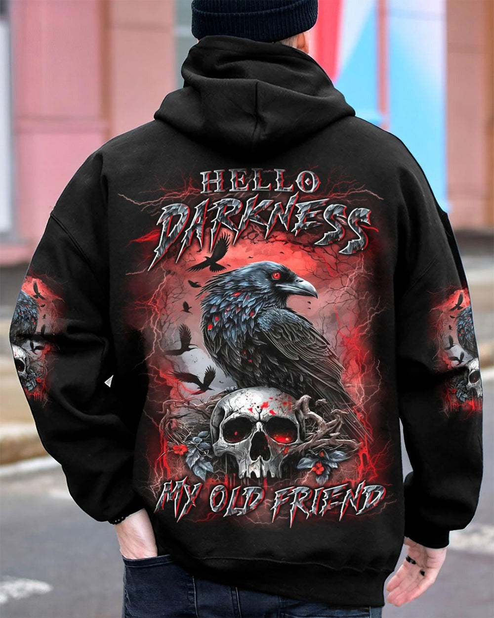 BLISSCORNERS HELLO DARKNESS MY OLD FRIEND CROW SKULL ALL OVER PRINT