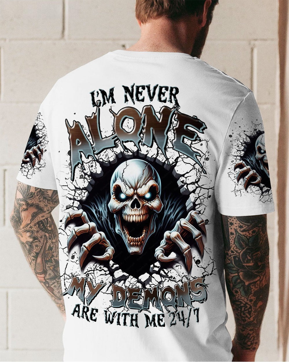 BLISSCORNERS I'M NEVER ALONE SKULL DEMON ALL OVER PRINT
