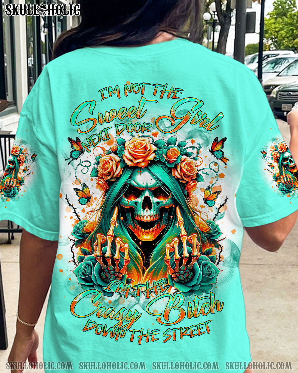 BLISSCORNERS YOU COULDN'T HANDLE ME MESSY BUN SKULL ALL OVER PRINT