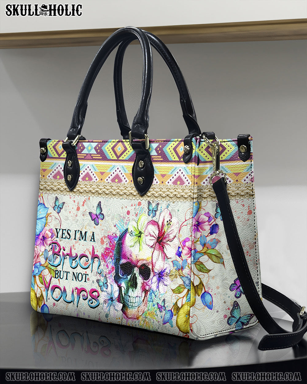 BLISSCORNERS YES I'M A B BUT NOT YOURS LEATHER HANDBAG