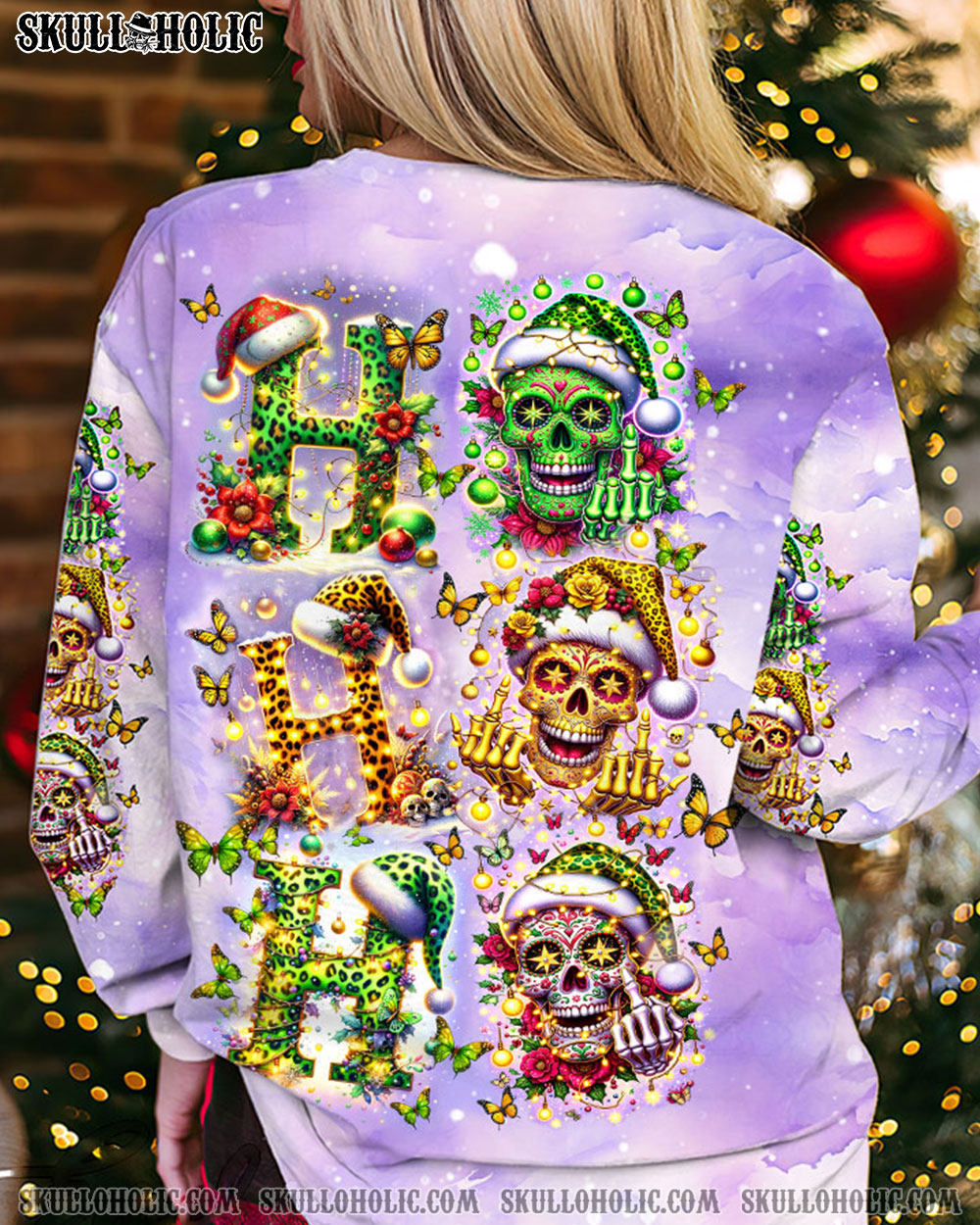 BLISSCORNERS HO HO HO SUGAR SKULL CHRISTMAS ALL OVER PRINT
