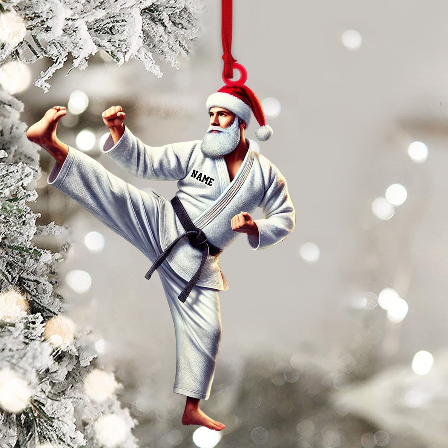 Blisscorners Karate Santa Ornament, Personalized Ornament2D Flat LM2211