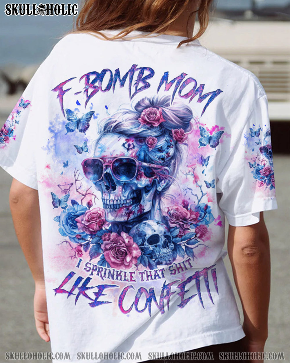 BLISSCORNERS MY BACK IS NOT A VOICEMAIL MESSY BUN SKULL ALL OVER PRINT