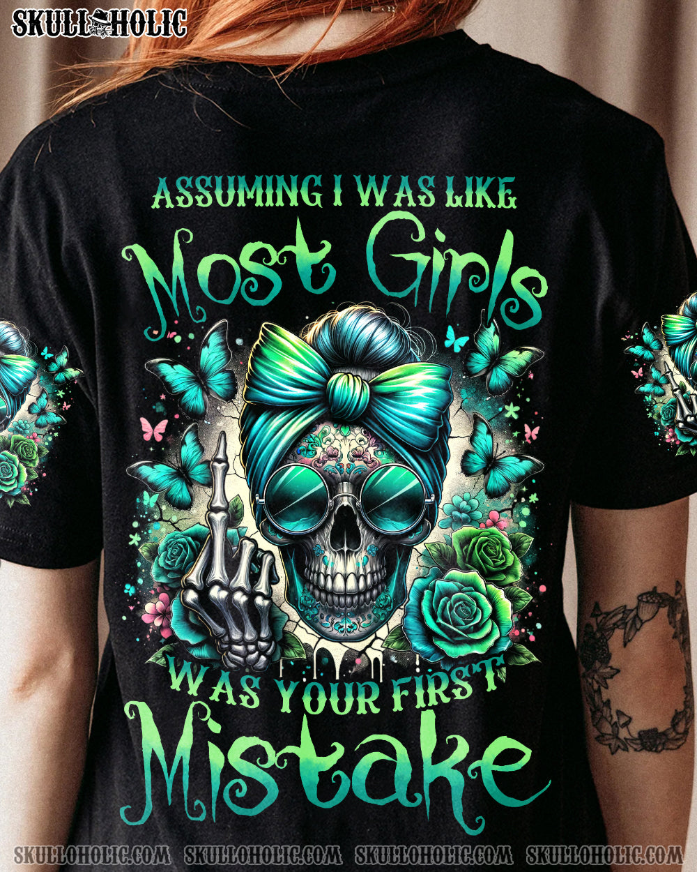 BLISSCORNERS BE WHO YOU MESSY BUN SKULL ALL OVER PRINT