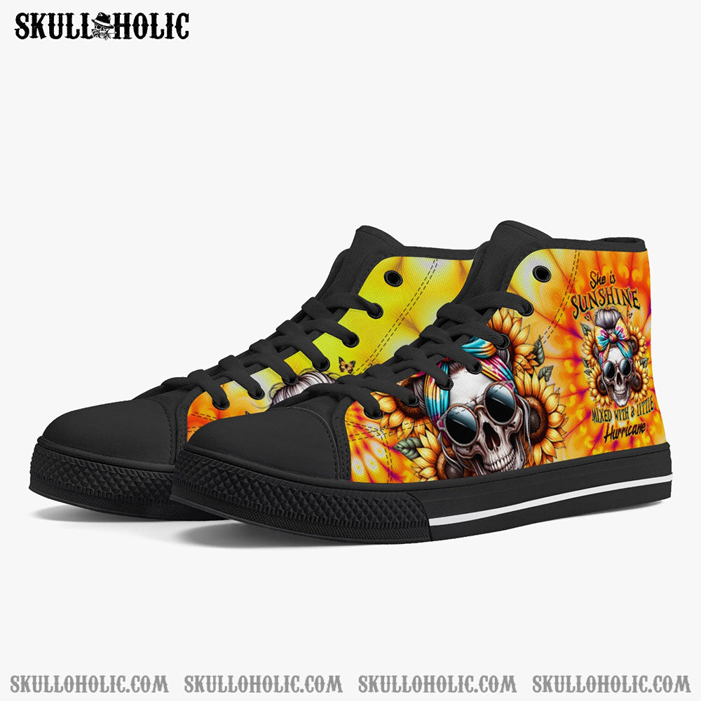 BLISSCORNERS SHE IS SUNSHINE SKULL TIE DYE HIGH TOP CANVAS SHOES