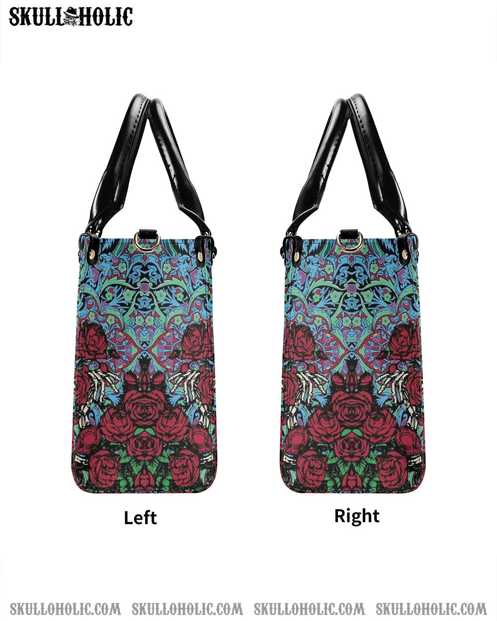 BLISSCORNERS SKELETON ROSE LEATHER HANDBAG