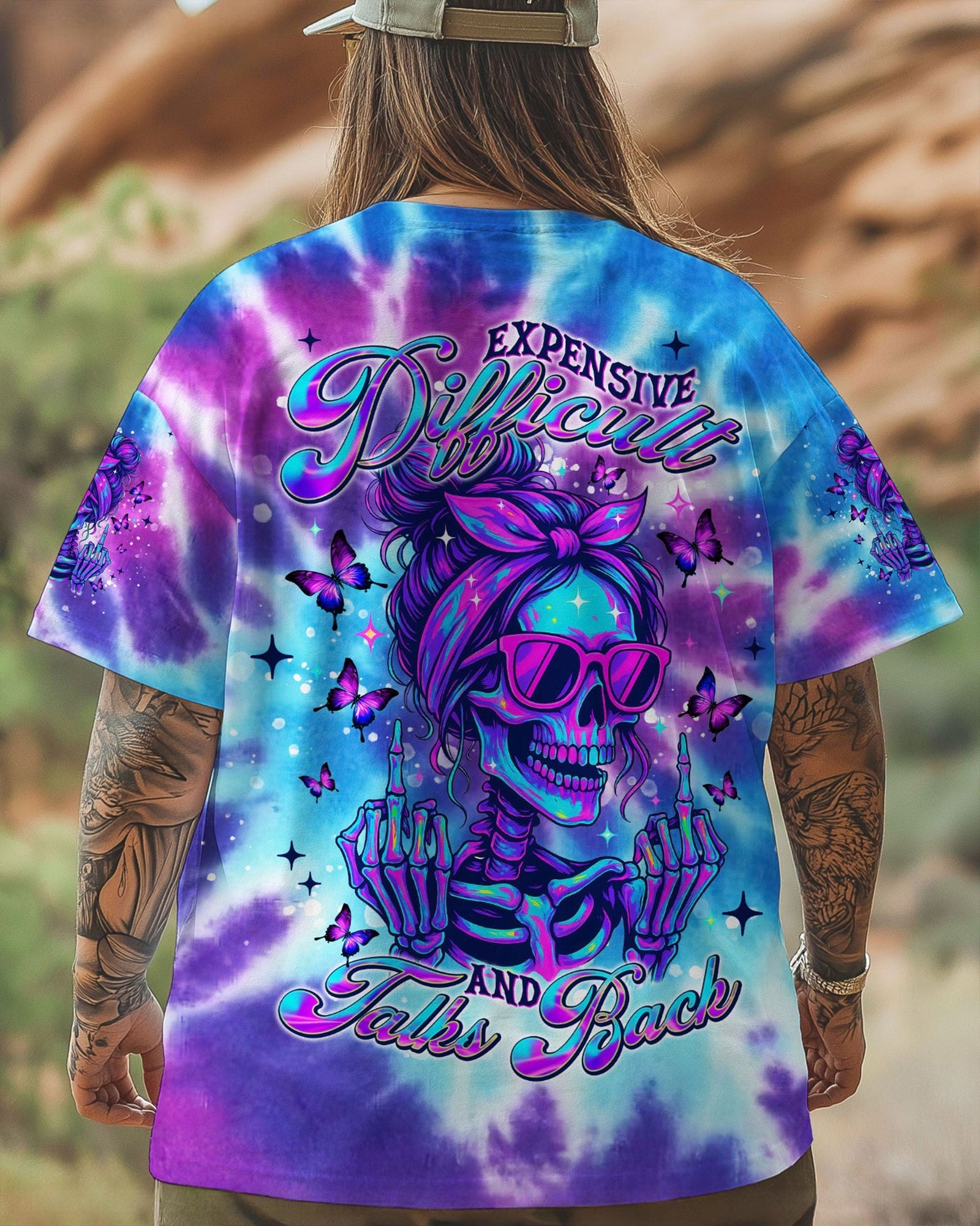 BLISSCORNERS F AROUND AND FIND OUT SKULL MESSY BUN ALL OVER PRINT