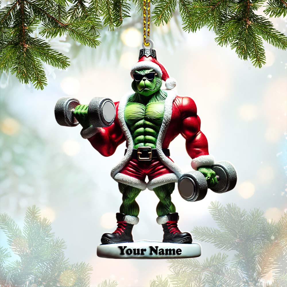 Blisscorners Gym Work Out ELF Christmas Ornament, Personalized Ornament, Gymnastics Christmas Gift2D Flat LM2211