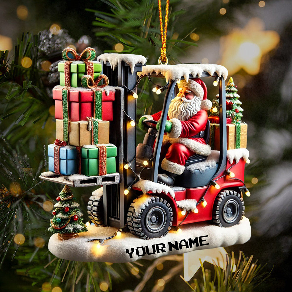 Blisscorners Forklift Santa Christmas Ornament, Personalized Ornament2D Flat LM2211