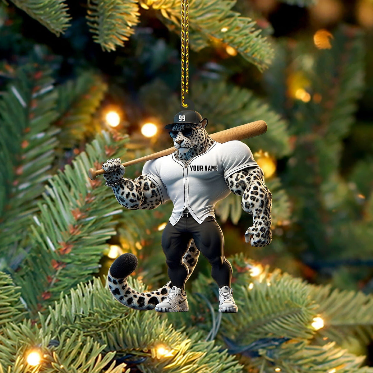 Blisscorners Baseball Leopard Christmas Ornament, Personalized Ornament2D Flat LM2211