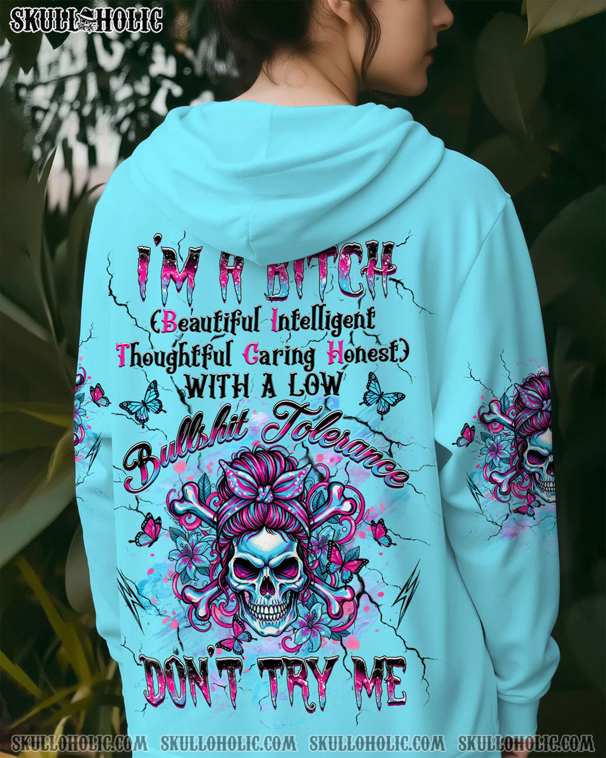 BLISSCORNERS IF MY PERSONALITIES OFFEND YOU MESSY BUN SKULL ALL OVER PRINT