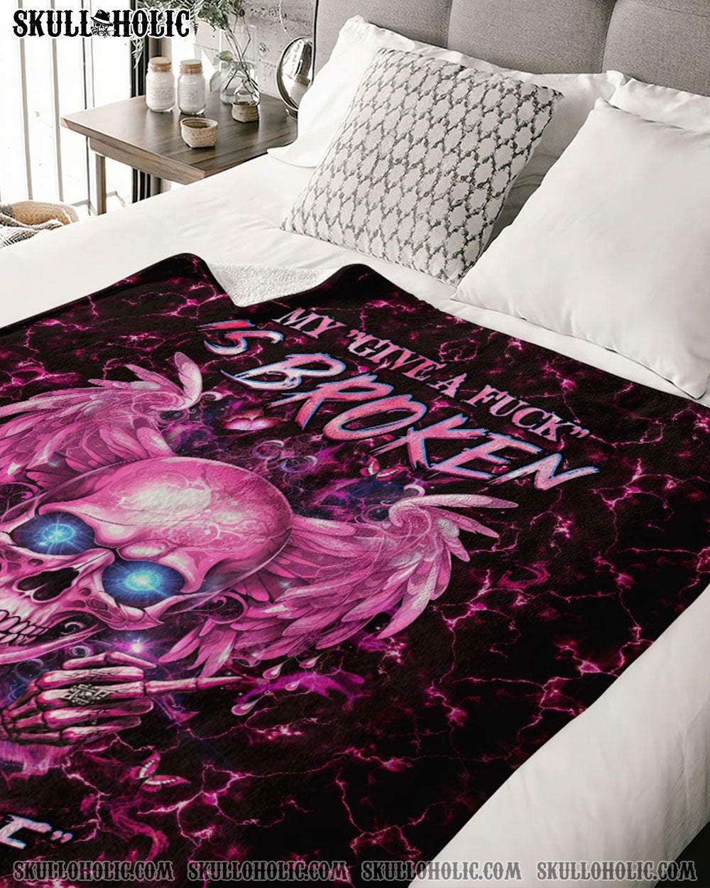 BLISSCORNERS MY GIVE A F IS BROKEN WOVEN AND FLEECE BLANKET