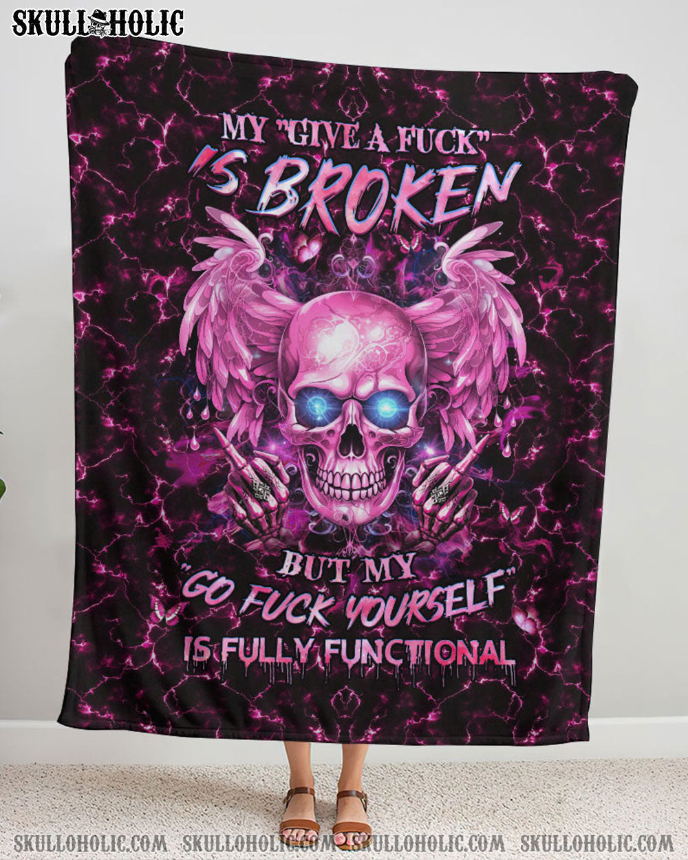 BLISSCORNERS MY GIVE A F IS BROKEN WOVEN AND FLEECE BLANKET