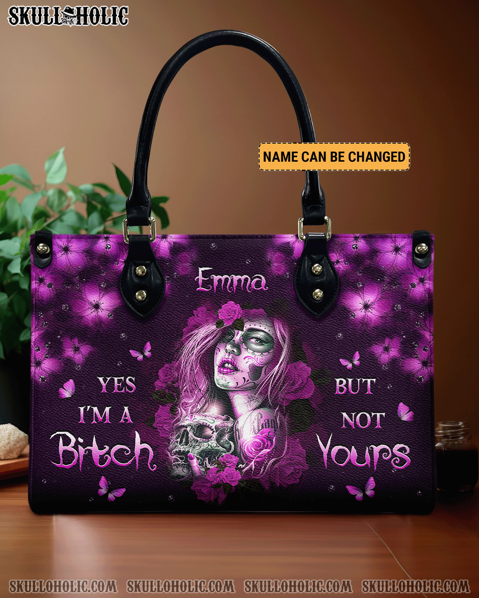 BLISSCORNERS YES I'M A B BUT NOT YOURS LEATHER HANDBAG