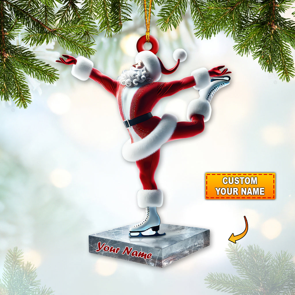Blisscorners Custom Name Santa Figure Skating Ornament, Santa Christmas Decoration2D Flat LM2111
