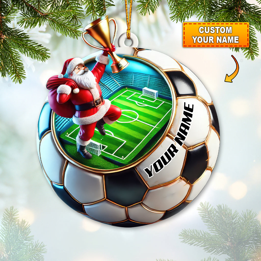 Blisscorners Custom Name Soccer Santa Ornament, Christmas Soccer Gift2D Flat LM2111