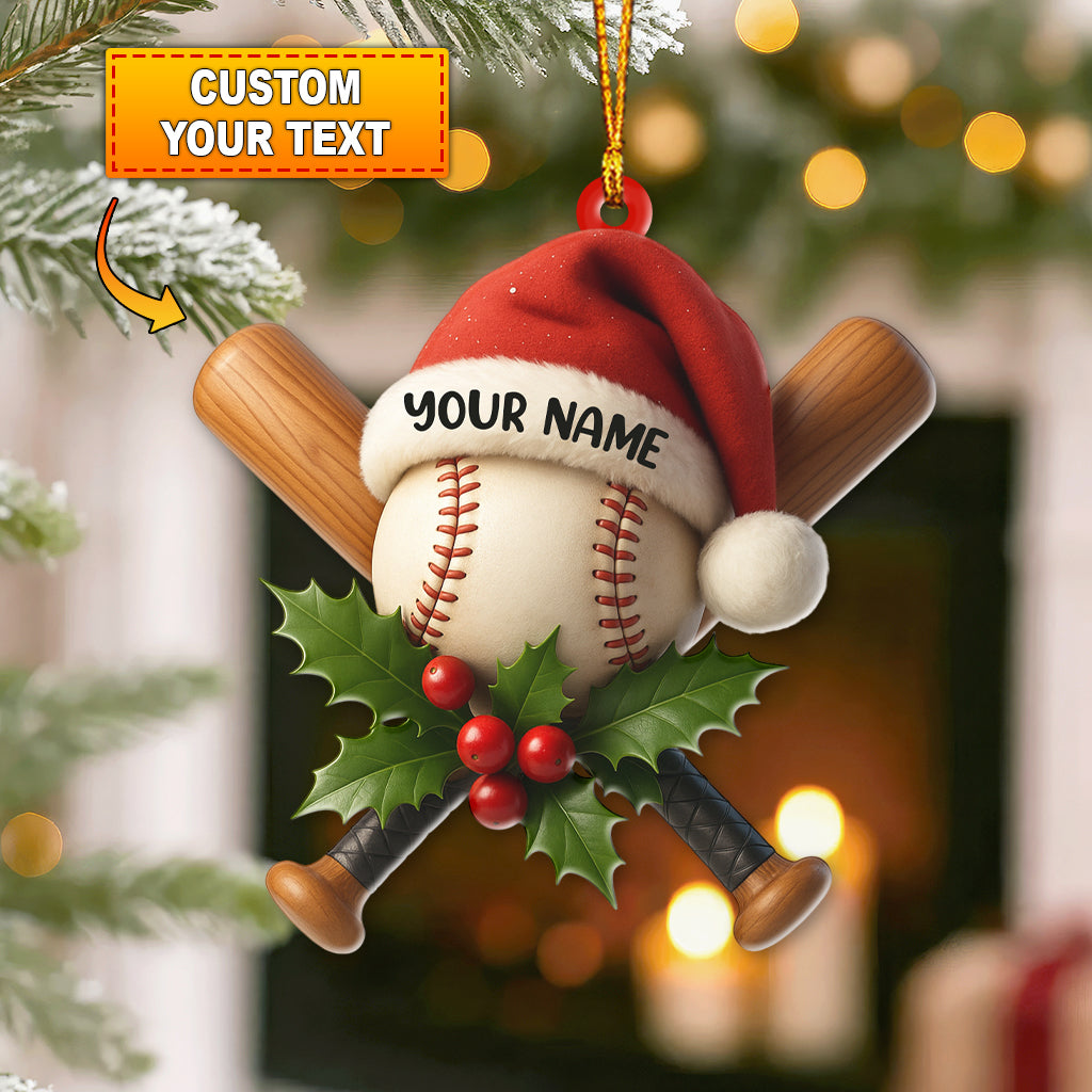 Blisscorners Christmas Baseball Lover, Home Decor, Christmas Ornament, Personalized Ornament2D Flat LM2111