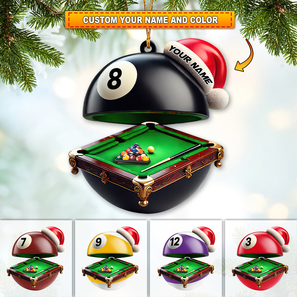 Blisscorners Custom Name Billiard Ornament, Billiard Lover Christmas Gift702D Flat LM2111
