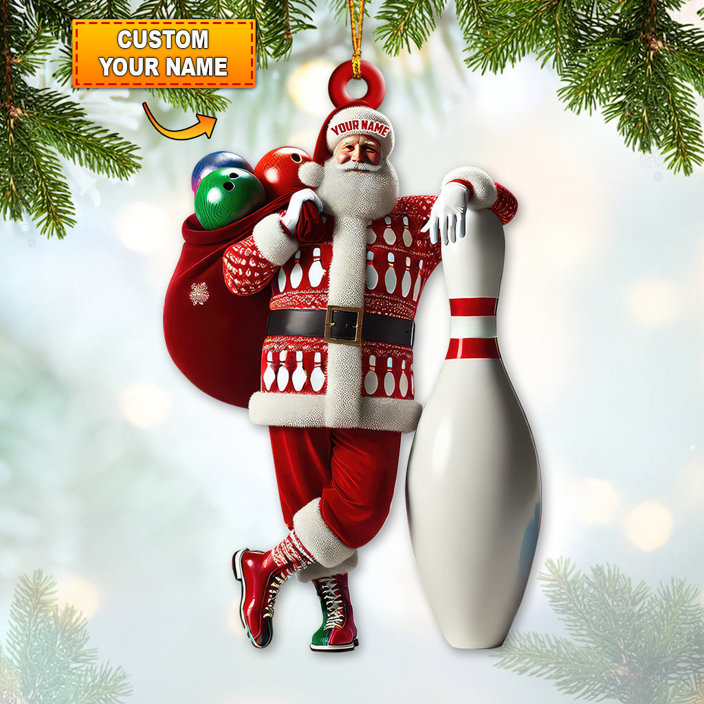 Blisscorners Custom Name Bowling Santa Ornament, Bowling Lover Christmas Gift2D Flat LM2111