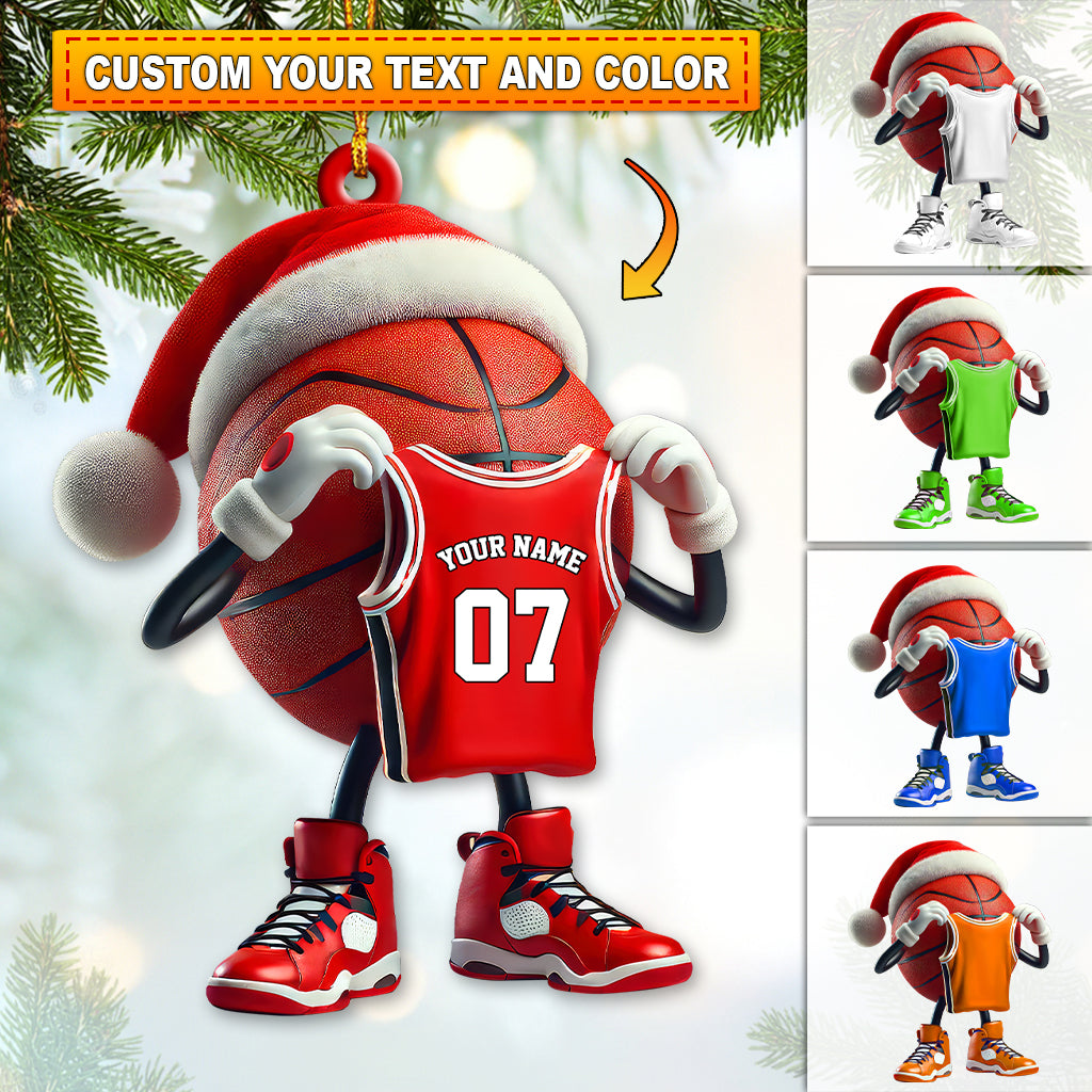 Blisscorners Custom Name and Number Basketball Ornament, Basketball Lover Christmas Gift492D Flat LM2111