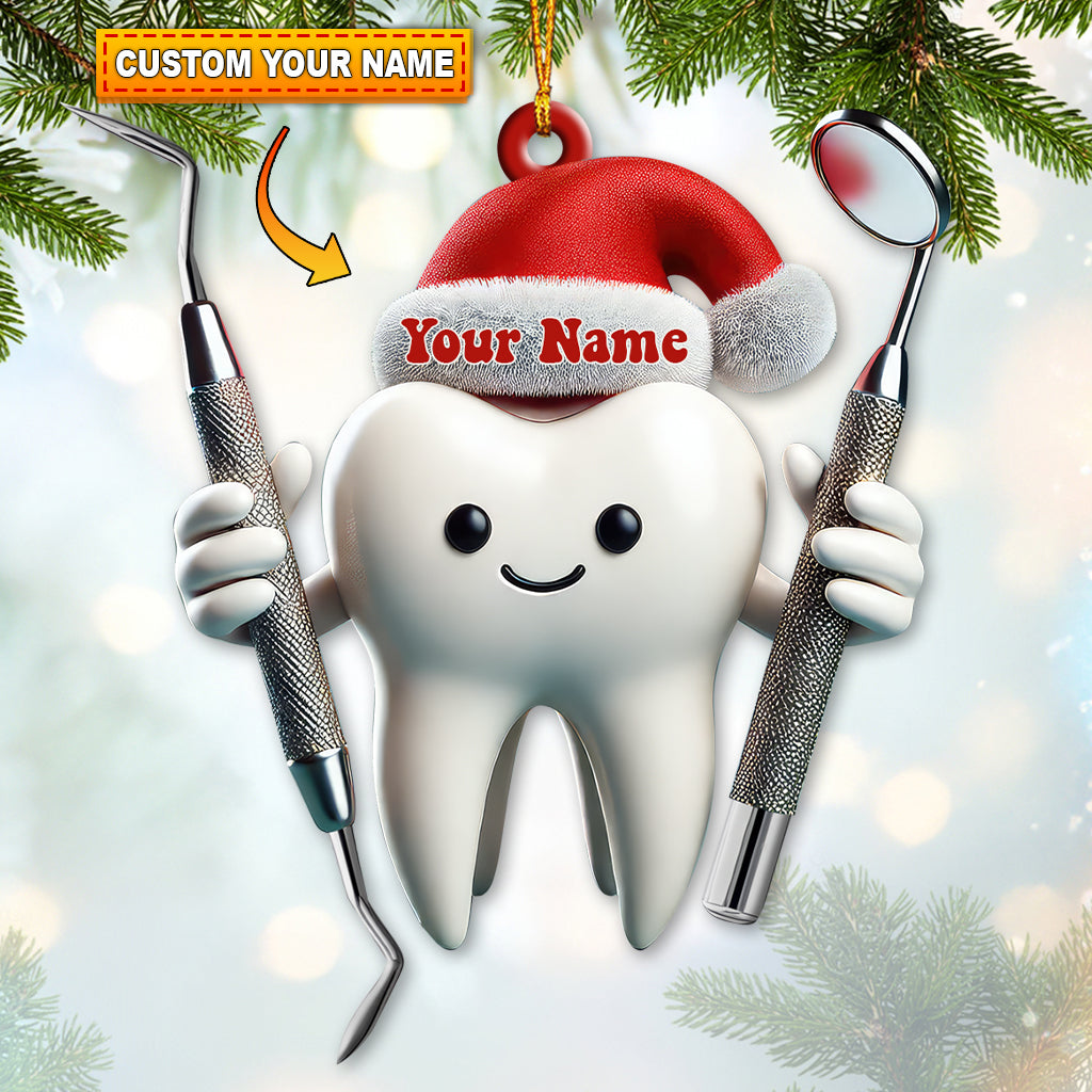 Blisscorners Custom Name Dentist Ornament, Christmas Gift for Dentist12D Flat LM2111