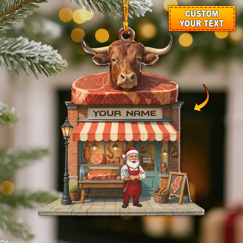 Blisscorners Butcher Santa, Home Decor, Christmas Ornament, Personalized Ornament2D Flat LM2111