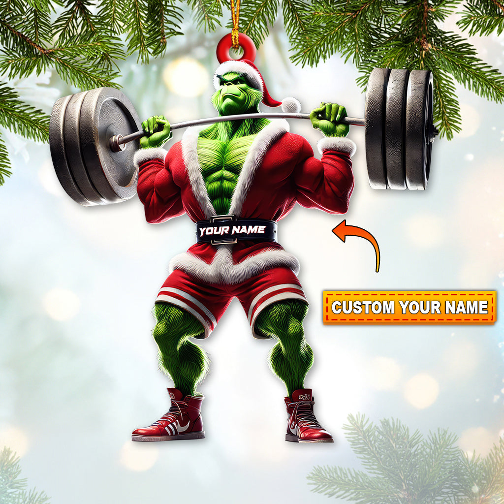 Blisscorners Custom Name Grinch Gym Ornament, Gymnastics Christmas Gift2D Flat LM2111