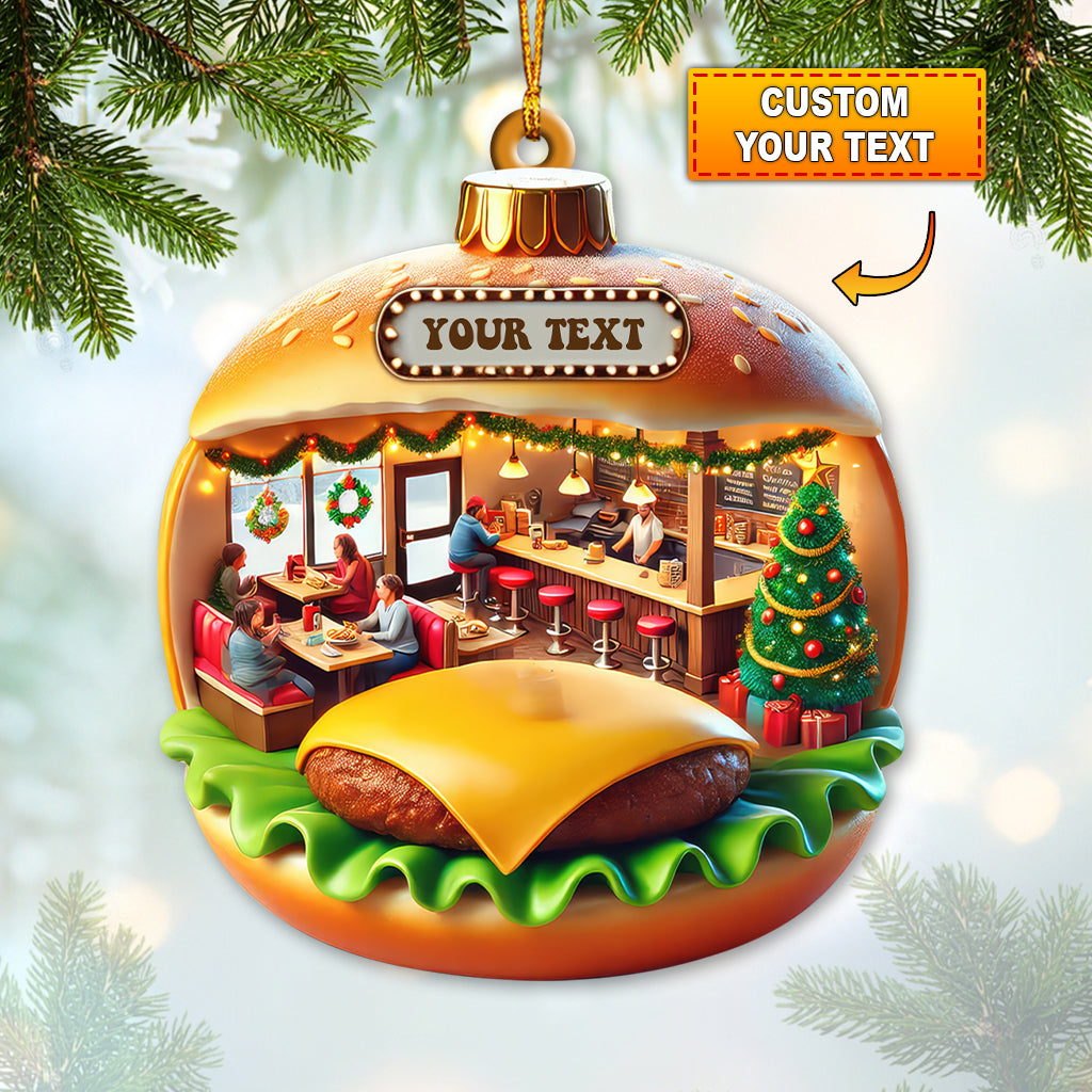 Blisscorners Custom Name Hamburger Ornament, Christmas Gift Decoration2D Flat LM2111