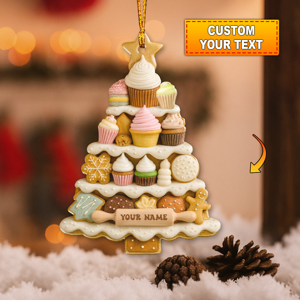 Blisscorners Cup Cake Tree, Home Decor, Christmas Ornament, Personalized Ornament2D Flat LM2111
