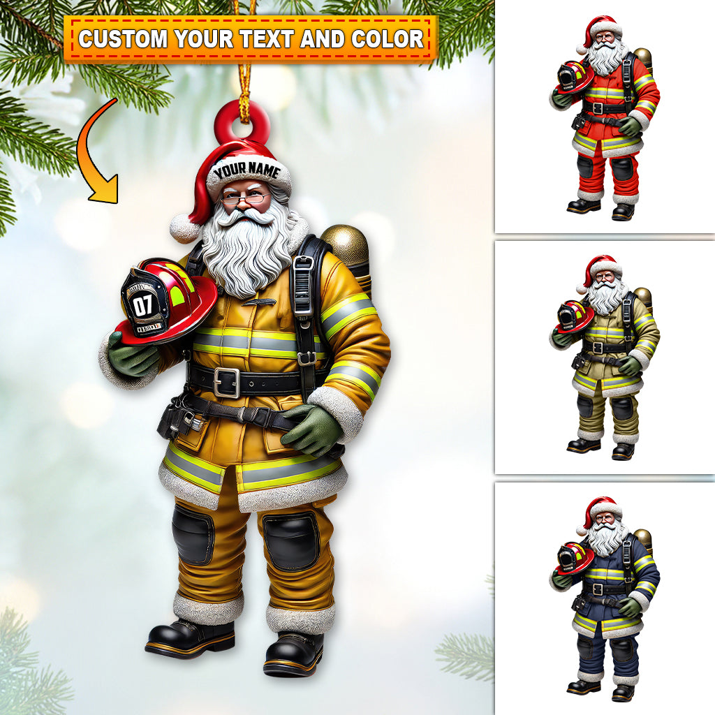 Blisscorners Custom Name Fire Fighter Ornament, Fire Fighter Christmas Gift2D Flat LM2211