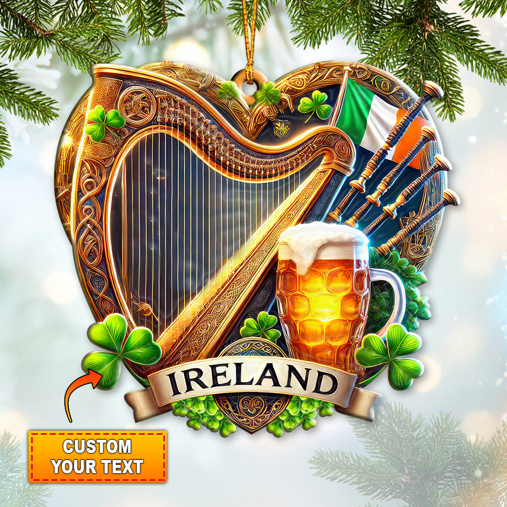 Blisscorners Custom Name Ireland Ornament, Christmas Gift for Ireland Lover2D Flat LM2211