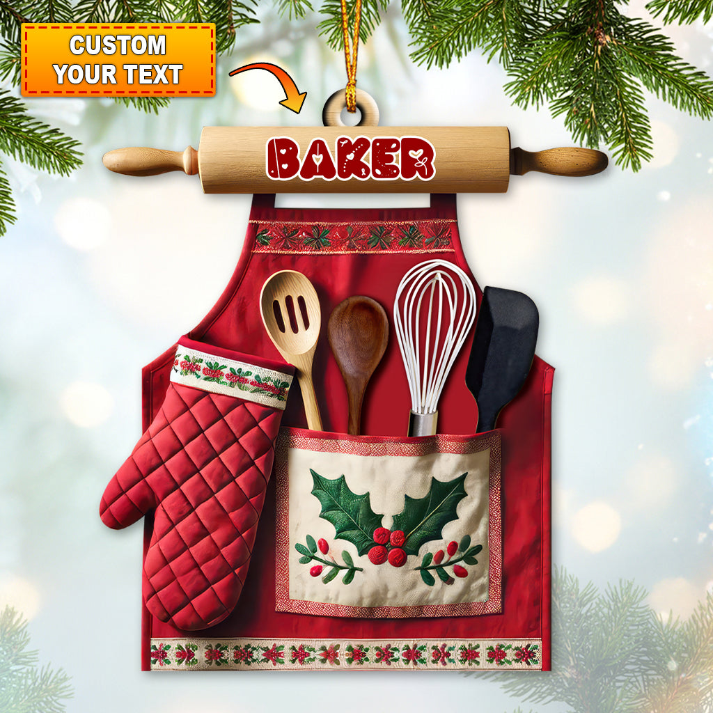 Blisscorners Custom Name Baker Ornament, Christmas Gift for Baker Lover2D Flat LM2211
