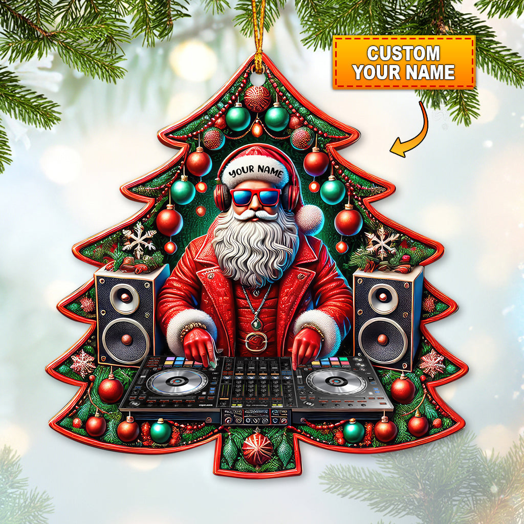 Blisscorners Custom Name Disc Jockey Santa Ornament, DJ Christmas Gift2D Flat LM2211