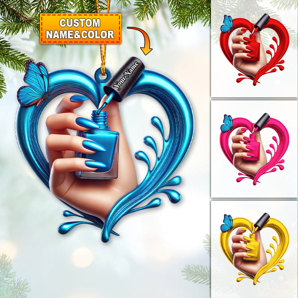 Blisscorners Custom Name Nail Ornament, Christmas Decoration for Nail Salon2D Flat LM2111