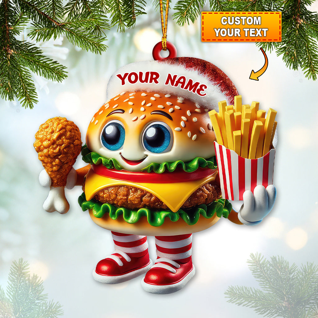 Blisscorners Custom Name Fast Food Ornament, Fast Food Christmas Gift2D Flat LM2111