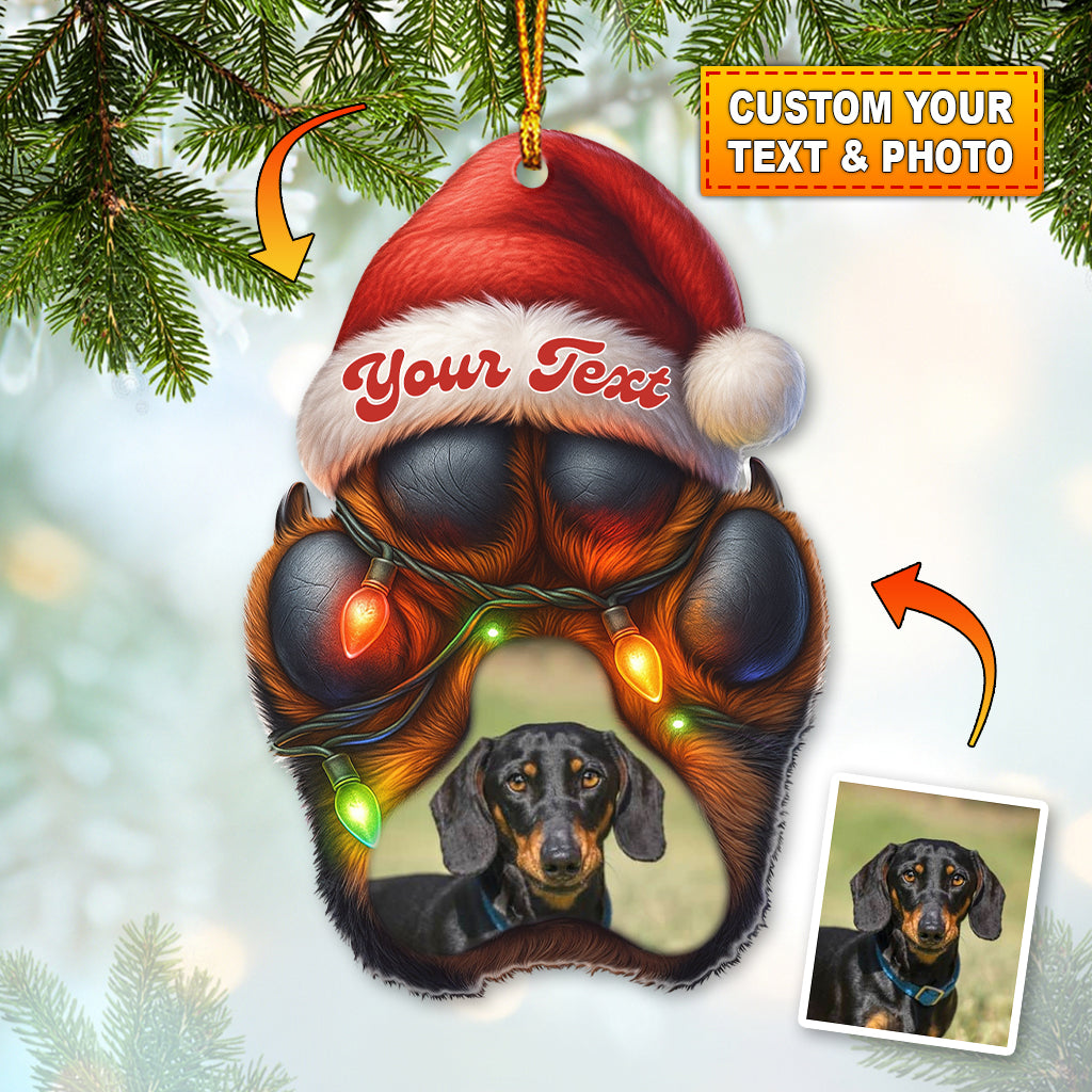 Blisscorners Dog Paw Christmas, Home Decor, Christmas Ornament, Personalized Ornament2D Flat LM2111