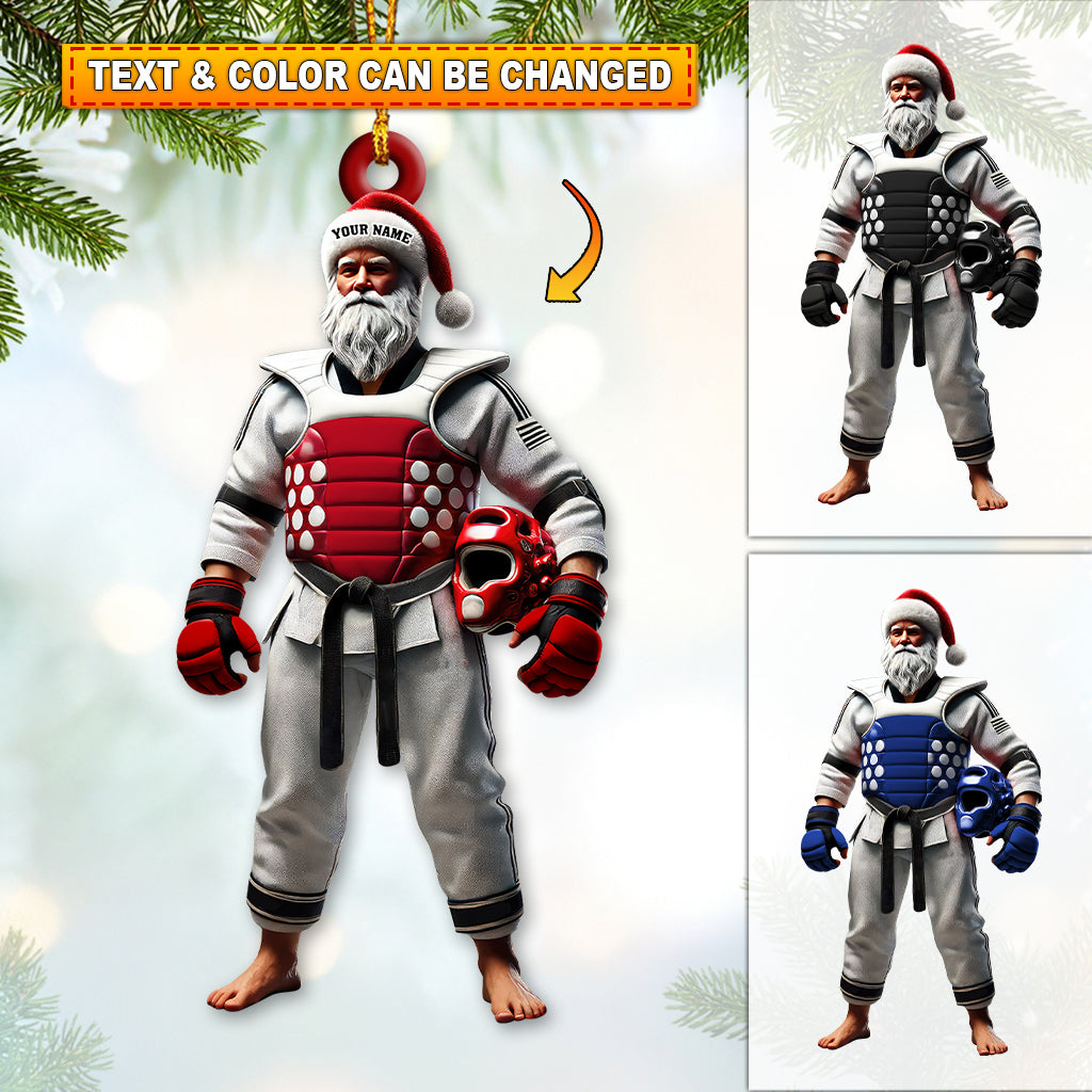 Blisscorners Custom Name Taekwondo Santa Ornament, Taekwondo Christmas Gift2D Flat LM2211