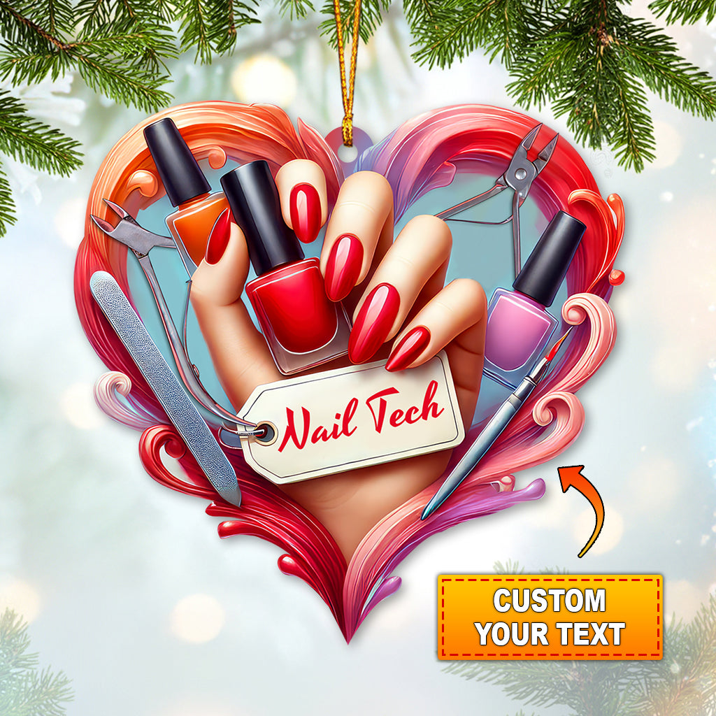Blisscorners Custom Name Nail Tech Ornament, Christmas Gift for Nail Artist2D Flat LM2211