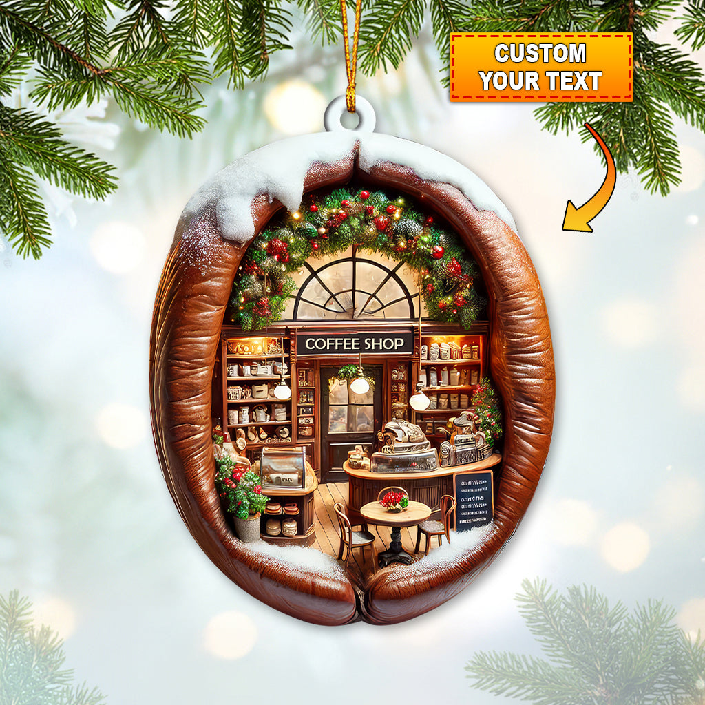 Blisscorners Custom Name Coffee Shop Ornament, Coffee Love Christmas Gift2D Flat LM2111