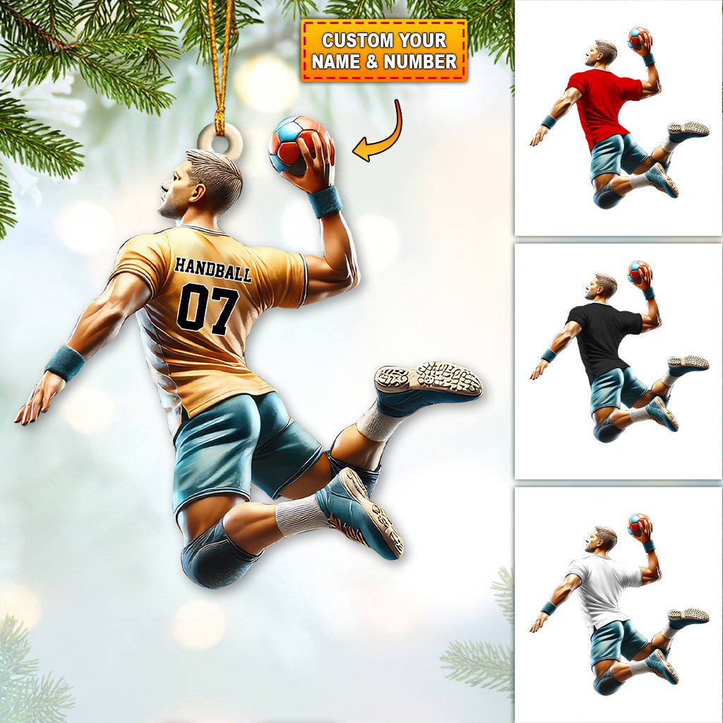 Blisscorners Custom Name and Number Handball Ornament, Christmas Gift for Handball Lover2D Flat LM2211