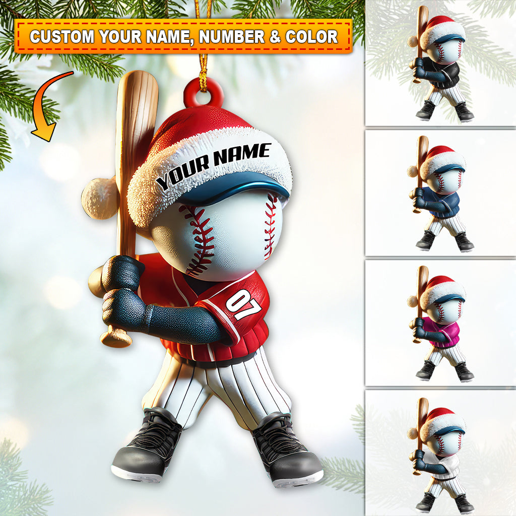 Blisscorners Custom Name Baseball Ornament, Baseball Lover Christmas Gift2D Flat LM2211