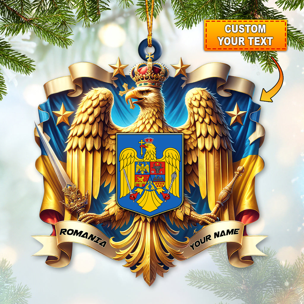 Blisscorners Custom Name Romania Ornament, Christmas Gift for Romania Lover2D Flat LM2111