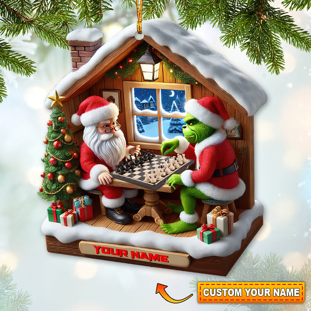 Blisscorners Custom Name Chess Santa Ornament, Chess Lover Christmas Gift2D Flat LM2211