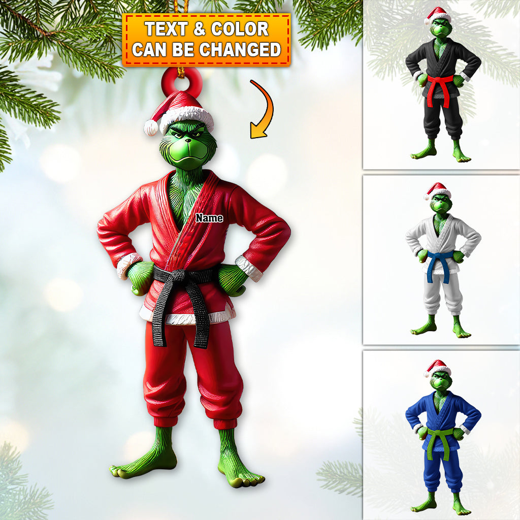 Blisscorners Custom Name Grinch Karate Ornament, Grinch Karate Christmas Gift2D Flat LM2111