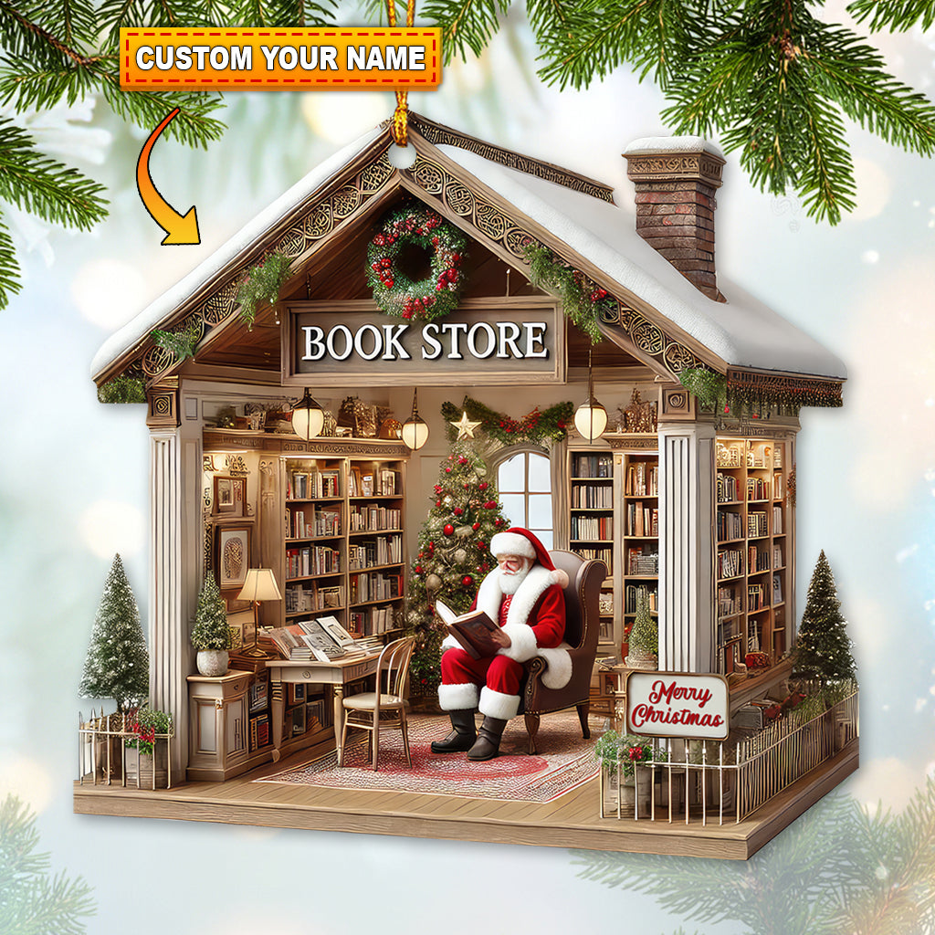 Blisscorners Custom Name Book Store Ornament, Book Lover Christmas Gift2D Flat LM2211