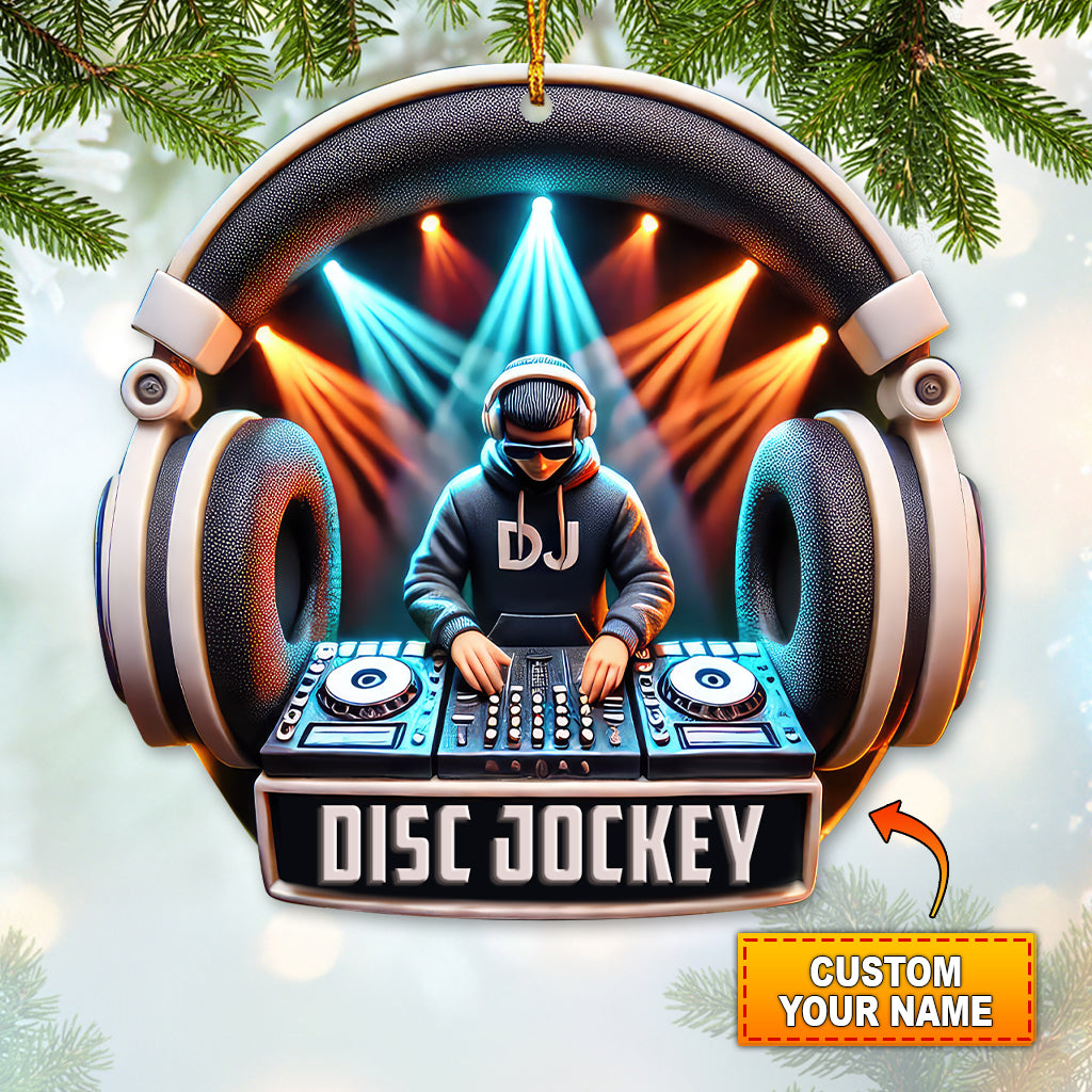 Blisscorners Custom Name Disc Jockey Ornament, DJ Christmas Gift2D Flat LM2111