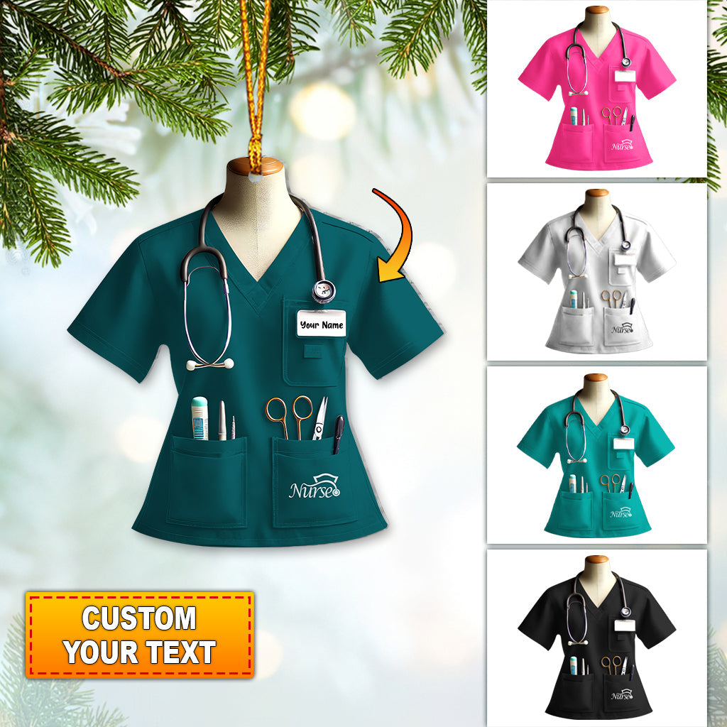 Blisscorners Custom Name Nurse Ornament, Home Decor Christmas Gift2D Flat LM2111